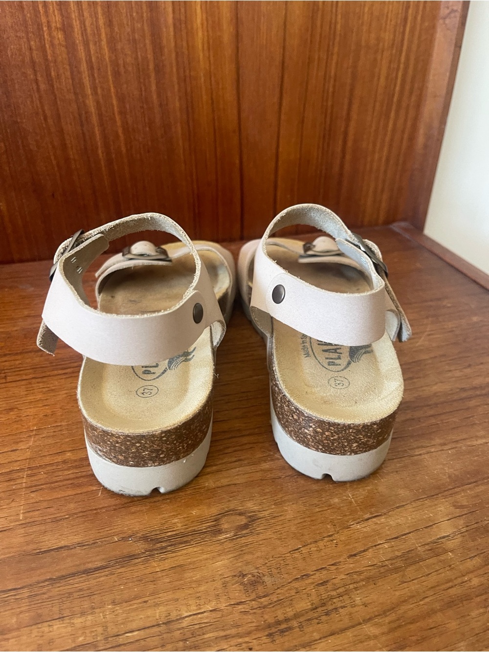 Plakton Women's Neutral Beige Buckle Cork-Style Sandals - Picture 9 of 11